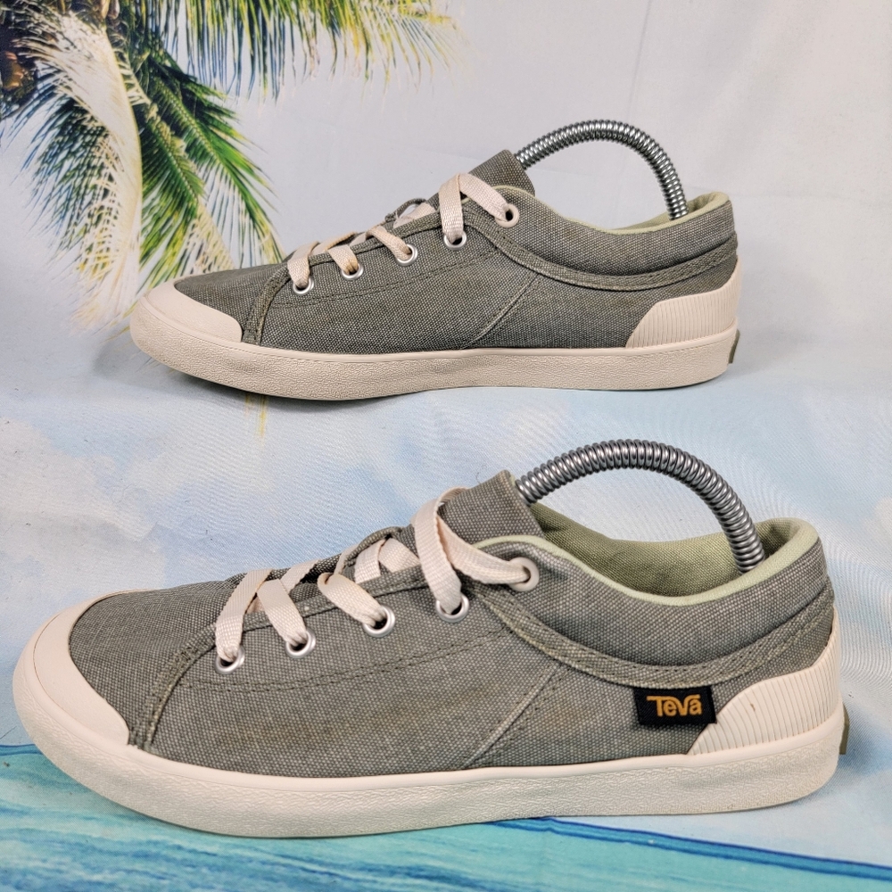 Teva Freewheel Washed‎ Canvas Green Low Top Sneakers Women's 7.5 - Picture 5 of 10